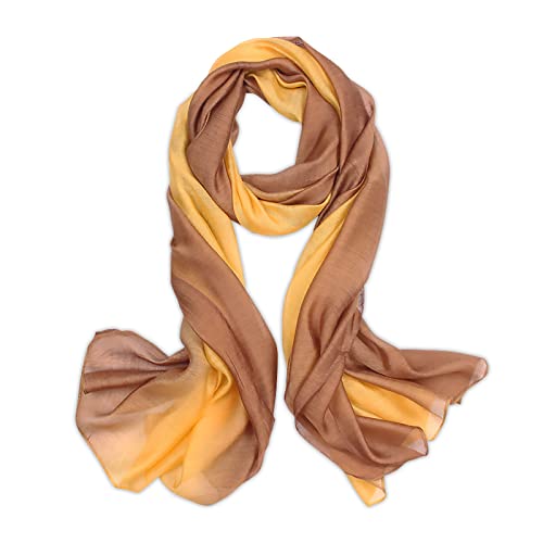 LumiSyne Seidenschal Damen Farbverlauf Baumwolle Leinen Seidentuch Mode Eleganten Leichte Weich Halstuch Sonnencreme Stola Ganzjährig von LumiSyne