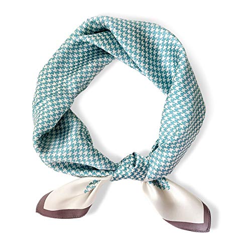 LumiSyne Seidenschal Damen Klassisch Hahnentritt Quadratischer Schal Weiche Warmer Maulbeerseide Französische Art Kopftuch Geschäfts Stil Mode Dekoration Bandana Haarband Frühling Herbst von LumiSyne