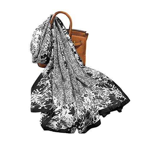 LumiSyne Seidenschal Damen Mode Bedrucktes Halstuch Retro Pferd Tupfenmuster Groß Seidentuch Warm Weich Stola Kopftücher Pashmina Sonnenschut Kap Ganzjährig von LumiSyne