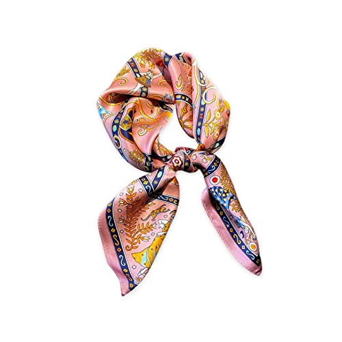 LumiSyne Seidenschal Damen Quadratischer Schal 70×70cm Retro Gedruckt Geometrisch Kette Monogram Muster Leicht Satin Vierecktuch Multifunktionales Halstuch Kopftuch Bandana Kopfschmuck Haarband von LumiSyne