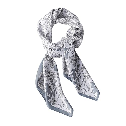 LumiSyne Seidenschal Damen Quadratischer Schal Blume Vogel Gedruckt Retro Künstlerisch Stil Leicht Satin Schal Dekorativer Halstuch Kopftuch Bandana Kopfbedeckung Vierecktuch von LumiSyne