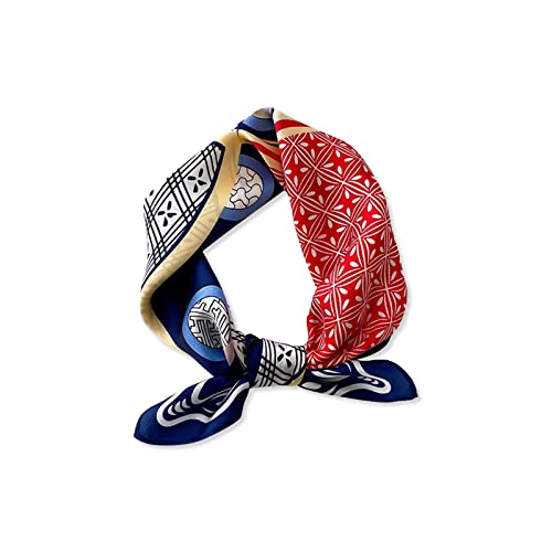 LumiSyne Seidenschal Damen Quadratischer Schal Farbnähte Geometrische Paisley Muster Seidentuch Leicht Satin Vierecktuch Dekoration Halstuch Bandana Kopfschmuck Haarband von LumiSyne