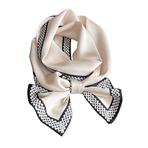 LumiSyne Seidenschal Damen Skinny Schal Schachbrett Kariert Gedruckt Buchstaben Muster Klassische Retro Stil Lange Krawatte Schal Leicht Schmaler Halstuch Bandana Kopfschmuck Griff Wrap Ribbon von LumiSyne