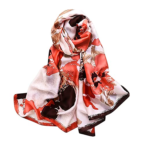 LumiSyne Seidenschal Damen Vintage Bedrucktes Halstuch Mode Eleganter Stil Groß Seidentuch Warm Weich Stola Kopftücher Pashmina Sonnenschut Kap Ganzjährig von LumiSyne