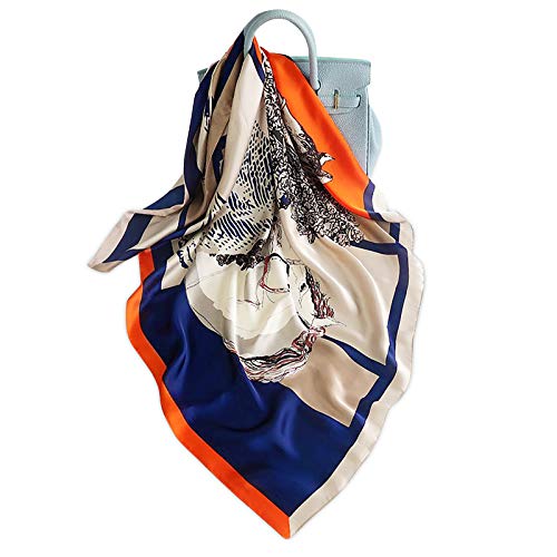 LumiSyne Seidenschal Damen Warm Weich Seidentuch Herbst Winter Animal Print Schal Leopard Pfau Pferd Muster Lange Halstücher Sonnenschut Stola Ganzjährig von LumiSyne