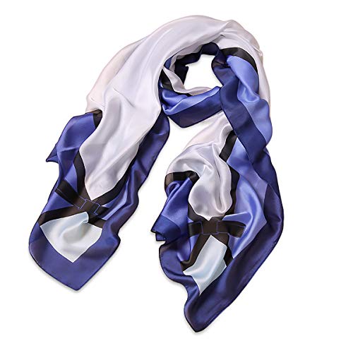 LumiSyne Seidenschal Damen Warm Weich Seidentuch Klassische Kariert Schals Schleife Farbiges Tartan Lange Stola Karo Halstücher Sonnenschut Kap Ganzjährig von LumiSyne