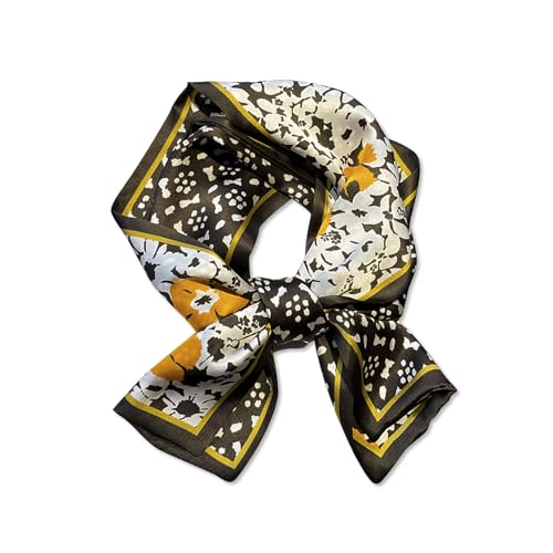 LumiSyne Skinny Seidenschal Damen Schmale Lange Halstuch Vintage Geometrisch Buchstaben Gedruckt Bunte Malerei Muster Satin Kleine Seidentuch Multifunktionales Kopfschmuck Haarschal Griff Wrap Ribbon von LumiSyne
