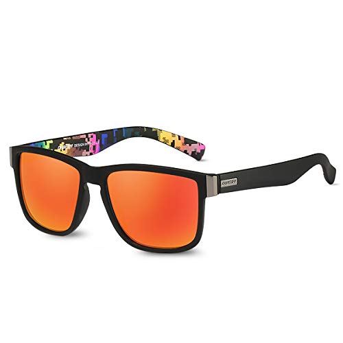 LumiSyne Sonnenbrille Herren Damen Polarisiert Vintage Quadratischer Rahmen Schildkröte Schläfen Sportlicher Stil UV400 Schutz Mit Brillenetui Für Fahren Im Freien Reise Geschenk von LumiSyne