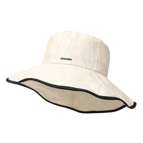 LumiSyne Sonnenhut Mit Breiter Krempe Damen UPF 50+ Einfarbige Mit Plissierter Textur Floppy Packbar Sommerhut Wasserdicht Atmungsaktiv Outdoor Sonnenhut Für Strand Urlaub Reisen Wandern Camping von LumiSyne