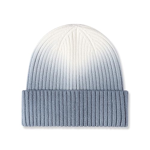 LumiSyne Strickmütze Für Damen Herren Beanie Mütze Mit Bündchen Personalisierte Tie-Dye Farbverlauf Winter Mütze Stretchy Weiche Warme Beanie Hut Für Outdoor Sport Hip Hop Mode Straßenfotografie von LumiSyne