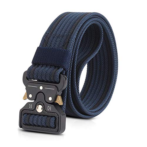 LumiSyne Taktischer Gürtel Breit Herren 1.5" Heavy Duty Taillengürtel Einstellbare Nylon Militär Gürtel mit Metallschnalle Schnellverschluss für Molle Draussen Sport Blau von LumiSyne