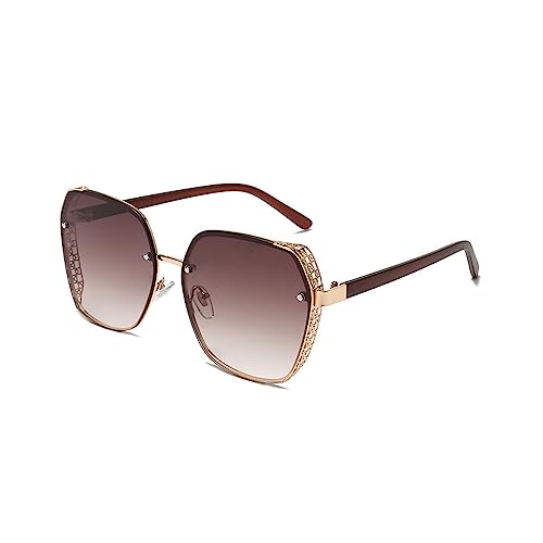 LumiSyne Übergroß Polarisiert Sonnenbrille Herren Damen Transparente Farbverlauf Linsen Hohle Metall Rahmen Frauen Sonnenbrillen UV400 Schutz Blendschutz Mode Schatten Brille Für Outdoor Reisen Fahren von LumiSyne