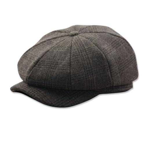 LumiSyne Vintage Newsboy Stil Tellermütze Schiebermütze Herren Damen 8 Panel Baker Boy Schirmmütze Fischgräten Tweed Wollmischung Einstellbar Gatsby Cap Cabbie Flat Cap Für Herbst Winter von LumiSyne
