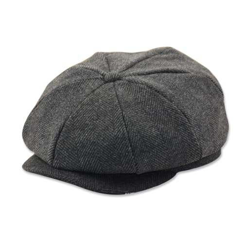 LumiSyne Vintage Newsboy Stil Tellermütze Schiebermütze Herren Damen 8 Panel Baker Boy Schirmmütze Fischgräten Tweed Wollmischung Einstellbar Gatsby Cap Cabbie Flat Cap Für Herbst Winter von LumiSyne