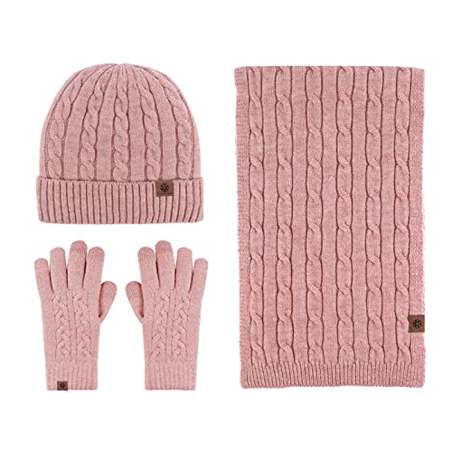 LumiSyne Winter 3 In 1 Mütze Schal Handschuh Sets Für Herren Damen Chunky Gestrickt Alpaka Wolle Stoff Einfarbig Kabel Gestrickte Strickmütze Langer Schal Touchscreen Handschuhe Dicke Warme Futter von LumiSyne