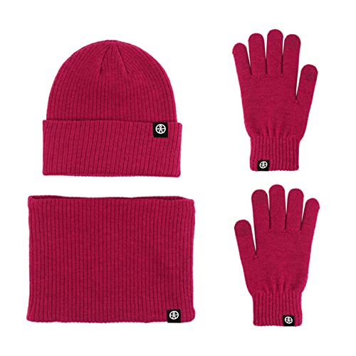 LumiSyne Winter 3 In 1 Mütze Schal Handschuh Sets Für Herren Damen Einfarbig Beanie Strickmütze Touchscreen Handschuhe Halswärmer Mit Thermisch Fleece Futter Kaltes Wetter Warme Sets von LumiSyne