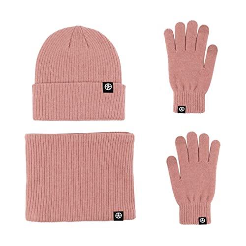 LumiSyne Winter 3 In 1 Mütze Schal Handschuh Sets Für Herren Damen Einfarbig Beanie Strickmütze Touchscreen Handschuhe Halswärmer Mit Thermisch Fleece Futter Kaltes Wetter Warme Sets von LumiSyne