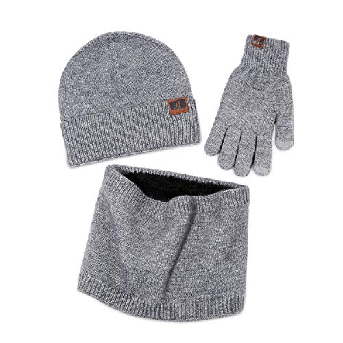 LumiSyne Winter 3 In 1 Mütze Schal Handschuh Sets Für Herren Damen Touchscreen Handschuhe Beanie Strickmütze Schlauchtuch Infinity-Schal Weicher Warme Angora Stoff von LumiSyne