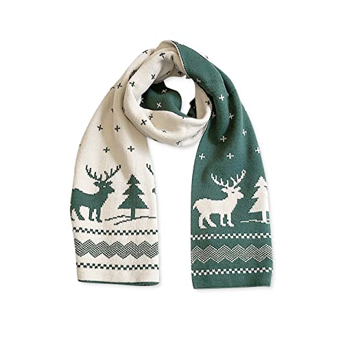LumiSyne Winter Gestrickte Doppelseitige Schal für Damen - Christmas Fair Isle Rentier Schneeflocken Weiche Warme Lang Stola von LumiSyne