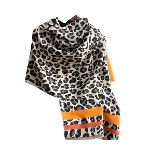 LumiSyne Winter Kaschmir Schal Für Damen Pashmina Schal Und Wickeltuch Leoparden Tiermuster Klassischer Mode Stil Reversible Schal Mit Quasten Große Lange Halstuch Weiche Warme Schultertuch Stola von LumiSyne