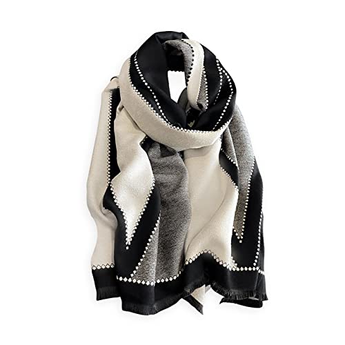 LumiSyne Winter Schal Kaschmir Stolen Für Damen Herren Mode Geometrische Muster Pashmina Schals Mit Quasten Paar Stil Langer Kaschmir Schal Weiche Warmer Schultertuch Stola von LumiSyne