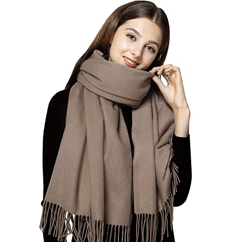 LumiSyne Winter Senior Kaschmir Schal Für Damen Klassisch Einfarbig Wollschal Mit Quasten Weiche Langer Pashmina Schals Warme Schultertuch Stola von LumiSyne