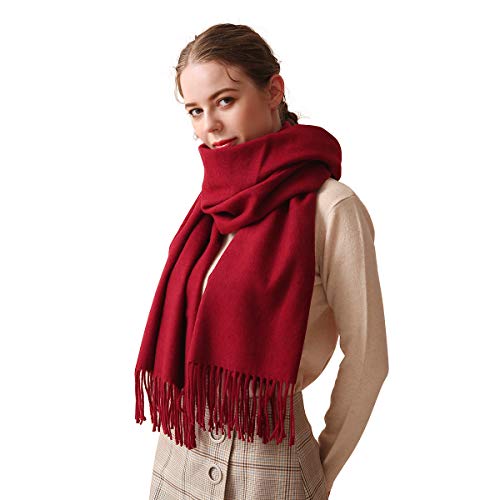 LumiSyne Winter Senior Kaschmir Schal Für Damen Pashminaschal Unifarben Mit Quasten Lang Und Verdickt Schals Tücher Hochzeit Stola von LumiSyne