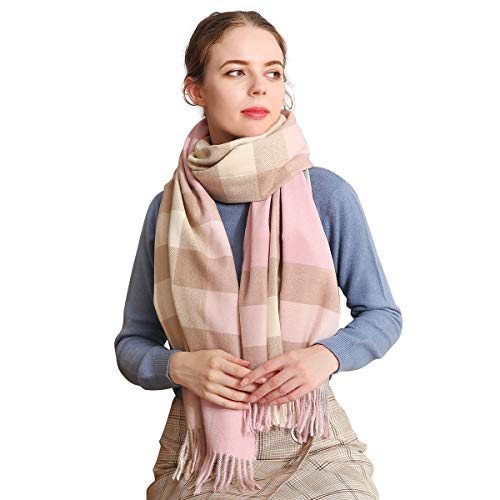 LumiSyne Winter Senior Plaid Kaschmir Schal Mit Quasten Für Damen Herren Übergroßer Tartan Stola Klassisches Karomuster Weiche Und Verdickte Pashmina Kariert Schal von LumiSyne