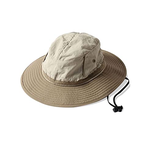 LumiSyne Zweifarbig Fischerhut Damen Herren Sonnenhut Breite Krempe UPF 50+ Verstellbare Passform Atmungsaktives Mesh Packbar Boonie Hat Mit Kinnband Für Reisen Klettern Angeln Gartenarbeit Outdoor von LumiSyne