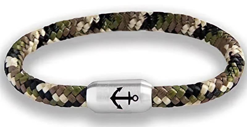 Segeltau Armband Camouflage | Geflochten Anker Gravur Magnetverschluss Durchmesser 8 Mm Ø von LumiViva