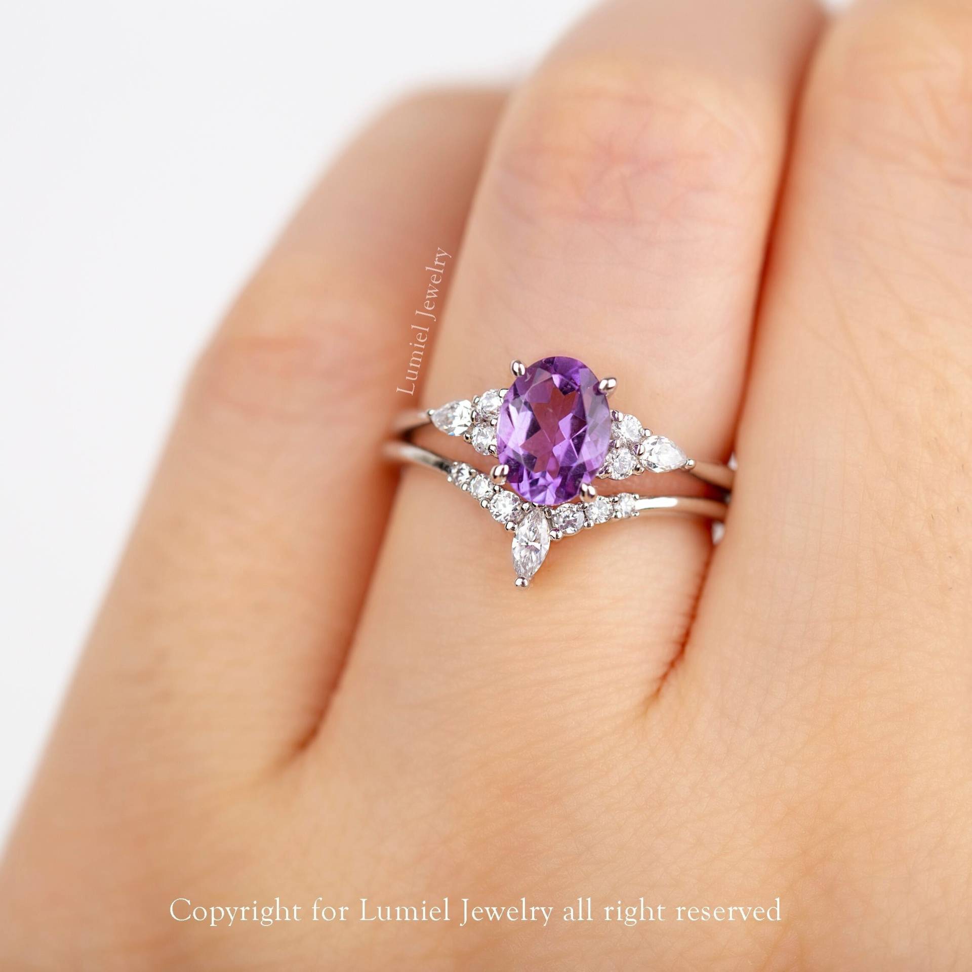 1, 5Ct Natürlicher Amethyst Sterling Silber Ring Oval Verlobungsring Vintage Hochzeit Braut Versprechen Für Frauen Geburtsstein von LumielJewelry