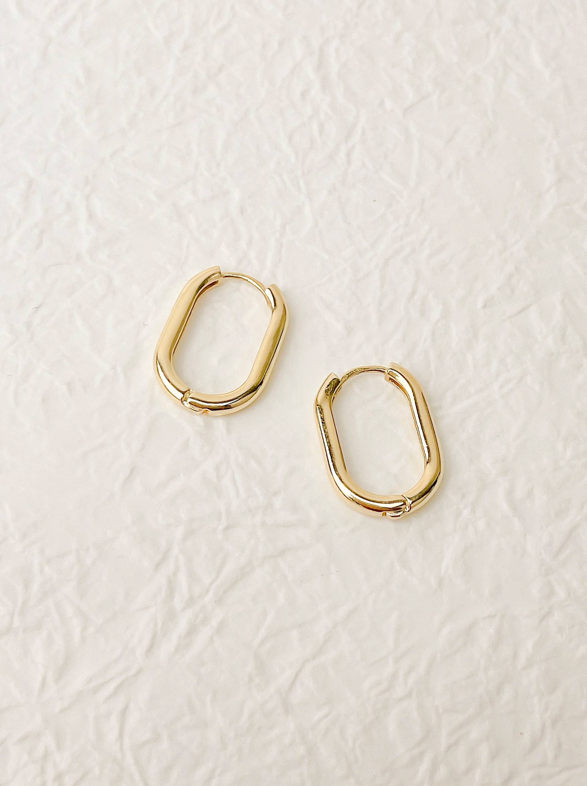 14K Massive Gold Hoop Ohrringe, Minimalist Echtes 14K Nicht Vergoldet von LumielJewelry