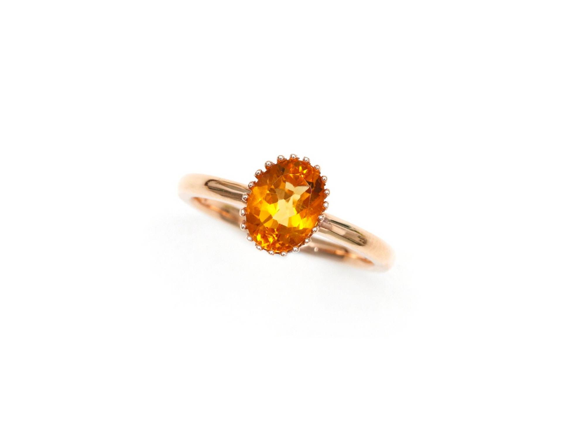 Natürlicher Citrin 14K Rose Gold Ring Vintage Hochzeit Braut Versprechen Solitär Jahrestag Geschenk Für Frauen, November Geburtsstein von LumielJewelry