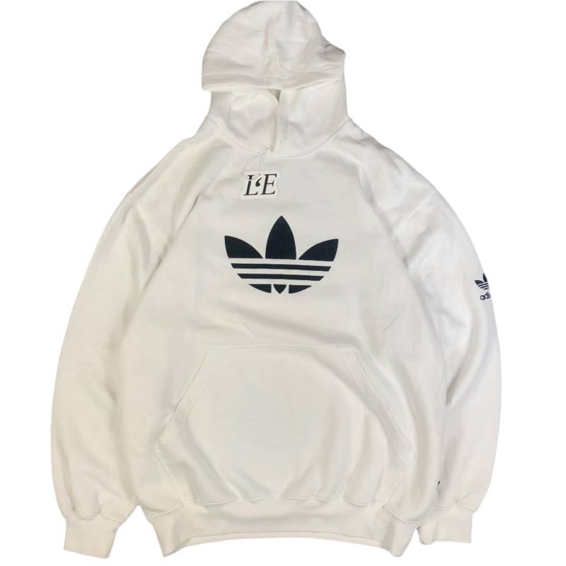 Vintage Herren 90Er Jahre Adidas White Center Logo Hoodie Größe M von LumiereEpoqueStore