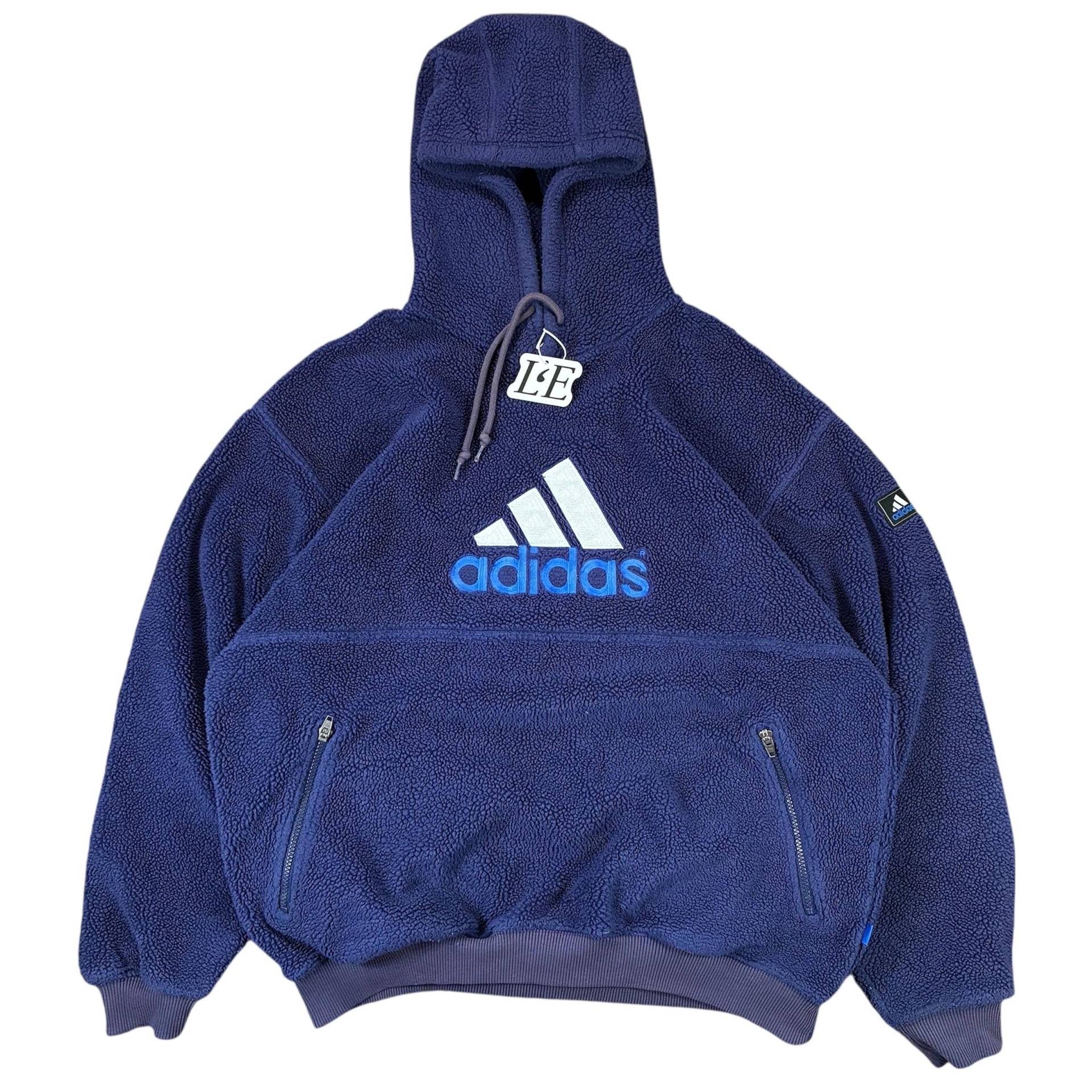 Herren Vintage 90S Adidas Center Logo Teddy Hoodie Größe L-xl von LumiereEpoqueStore