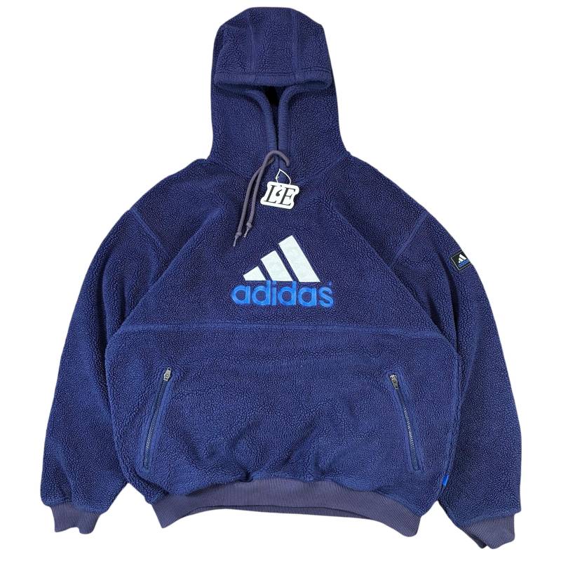 Herren Vintage 90S Adidas Center Logo Teddy Hoodie Größe L-xl von LumiereEpoqueStore