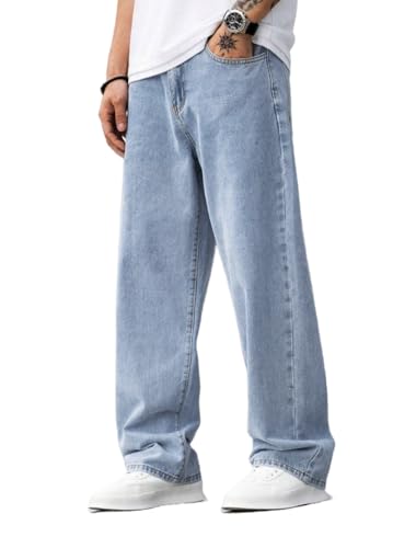 LuminBlaze Baggy Jeans Herren Y2K Streetwear Vintage Jeanshosen Loose Fit Denim Pants mit Weites Bein Lässig Männer Straight Leg von LuminBlaze