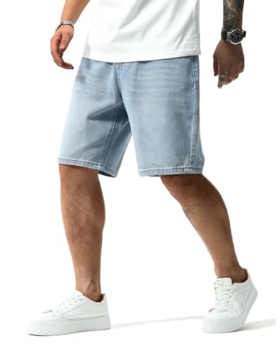 LuminBlaze Herren Baggy Jeans Shorts – Weit Geschnittene Denim Jorts im Vintage Y2K Streetwear Stil – Lockerer Hip-Hop Look für Freizeit & Alltag von LuminBlaze