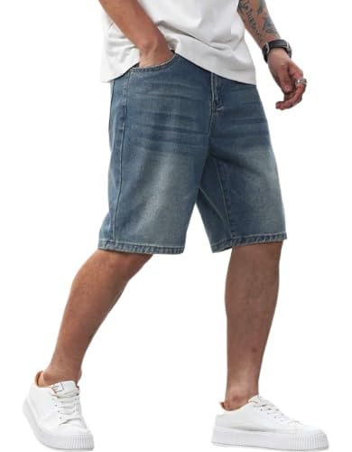 LuminBlaze Herren Baggy Jeans Shorts – Weit Geschnittene Denim Jorts im Vintage Y2K Streetwear Stil – Lockerer Hip-Hop Look für Freizeit & Alltag von LuminBlaze