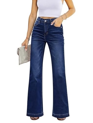 LuminBlaze Bootcut Jeans Damen High Waist Weites Bein Jeanshose Bequeme Stretch Baggy Denimhose von LuminBlaze