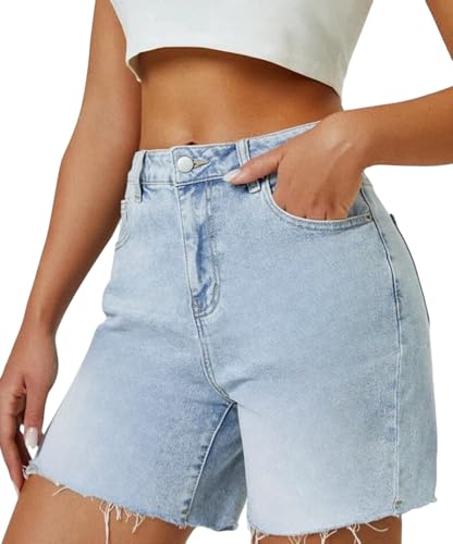 LuminBlaze Jean Shorts Damen Knopfleiste Lässige Sommer Denim Shorts mit Taschen von LuminBlaze