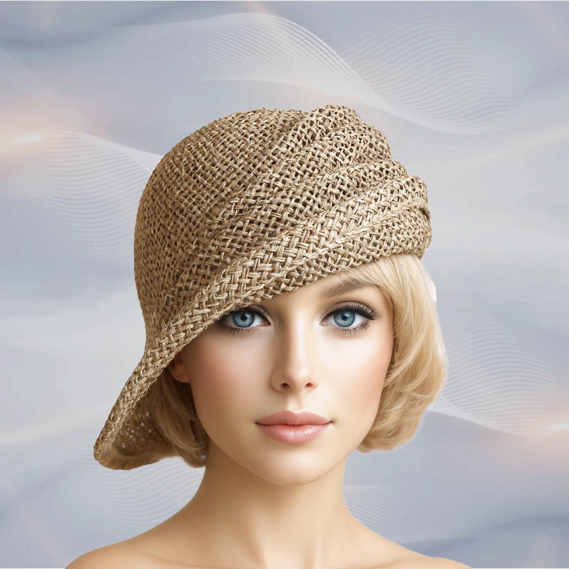 Ava , Damen Hut Mit Seegras Seite Drapieren Cloche Aus Stroh Ava , Damen Hut Mit Seegras Seite Drapieren Cloche Aus Stroh von LuminataCo