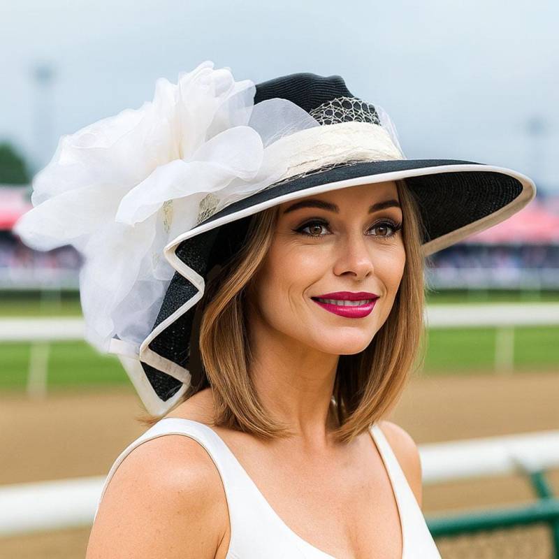 "Handgefertigter Kentucky Derby Hut "Sony" Mit Strohkrempe, Seidengeorgette-Plissierung" "Handgefertigter Kentucky Derby Hut "Sony" Mit Strohkrempe, Seidengeorgette-Plissierung" von LuminataCo