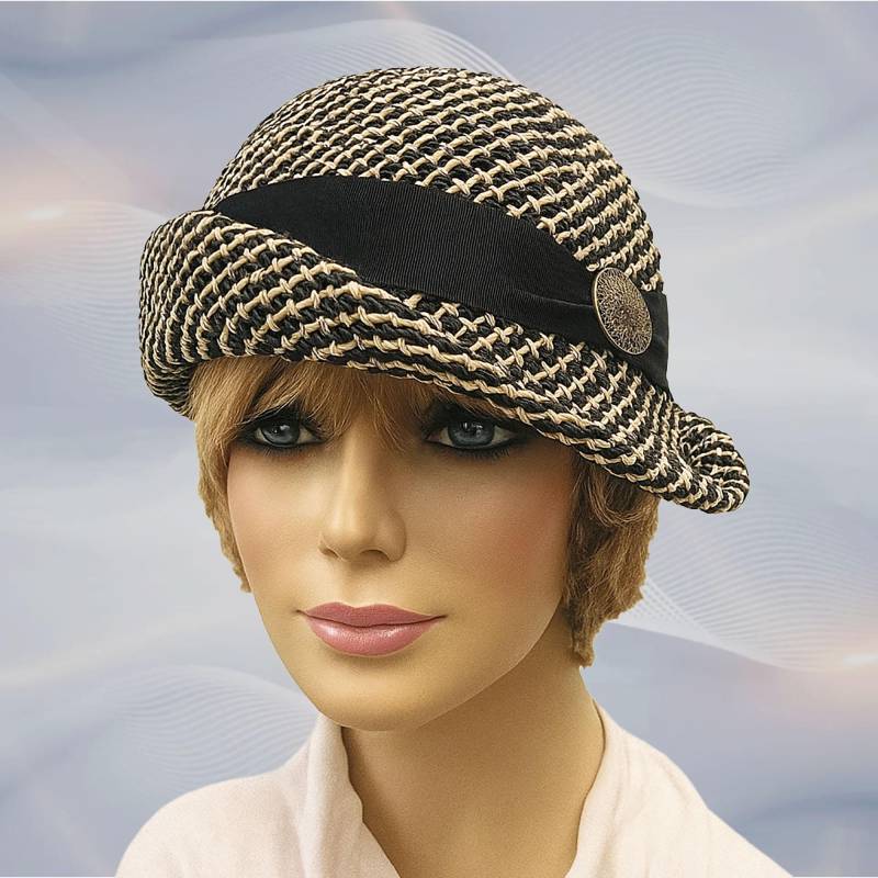 "Handgemachte Seegras Cloche Hut "Megan" Vintage Style, Aus Stroh, Schwarz & Hellbraun" "Handgemachte Seegras Cloche Hut "Megan" Vintage Style, Aus Stroh, Schwarz & Hellbraun" von LuminataCo