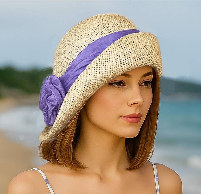 Handgemachte Stroh Cloche Hut Seide Irisborte, Downton Abtei Stil von LuminataCo