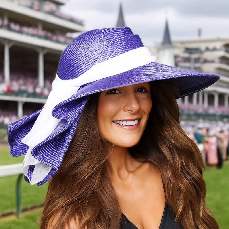 Periwinkle Kentucky Derby Hut Handgefertigte Sisalstroh Hut Mit Seidenschal Periwinkle Kentucky Derby Hut Handgefertigte Sisalstroh Hut Mit Seidenschal von LuminataCo