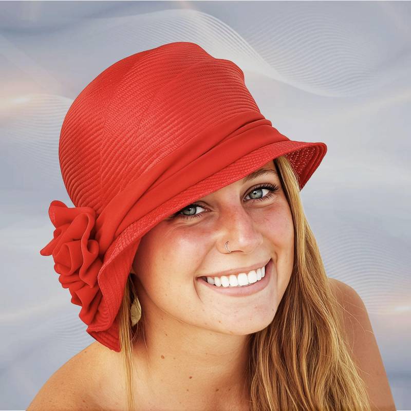 Roter Kentucky Derby Hut Parasisol Strohhut Cloche Roter Kentucky Derby Hut Parasisol Strohhut Cloche von LuminataCo