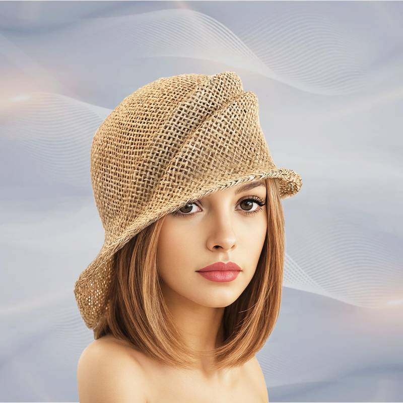 Sophia, Strohhut Mit Seegrasseite, Damenhut Cloche Aus Stroh Sophia, Strohhut Mit Seegrasseite, Damenhut Cloche Aus Stroh von LuminataCo