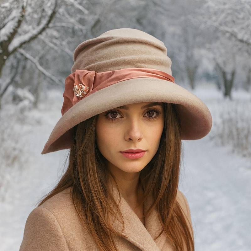 Velour Cloche Hut Haarfilz Seide & Vintage Brosche, "Flora" Velour Cloche Hut Haarfilz Seide & Vintage Brosche, "Flora" von LuminataCo