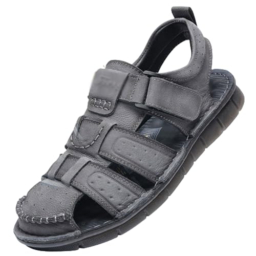 Herren Leder Sandalen,Outdoor Sport Sandale,Sommer echtes Leder geschlossene Zehe Fischer Outdoor Wandern Sportschuhe,Bequem Atmungsaktiv Strand Wandersandale,Für den Strandsommer im Freien von LuminescentDream